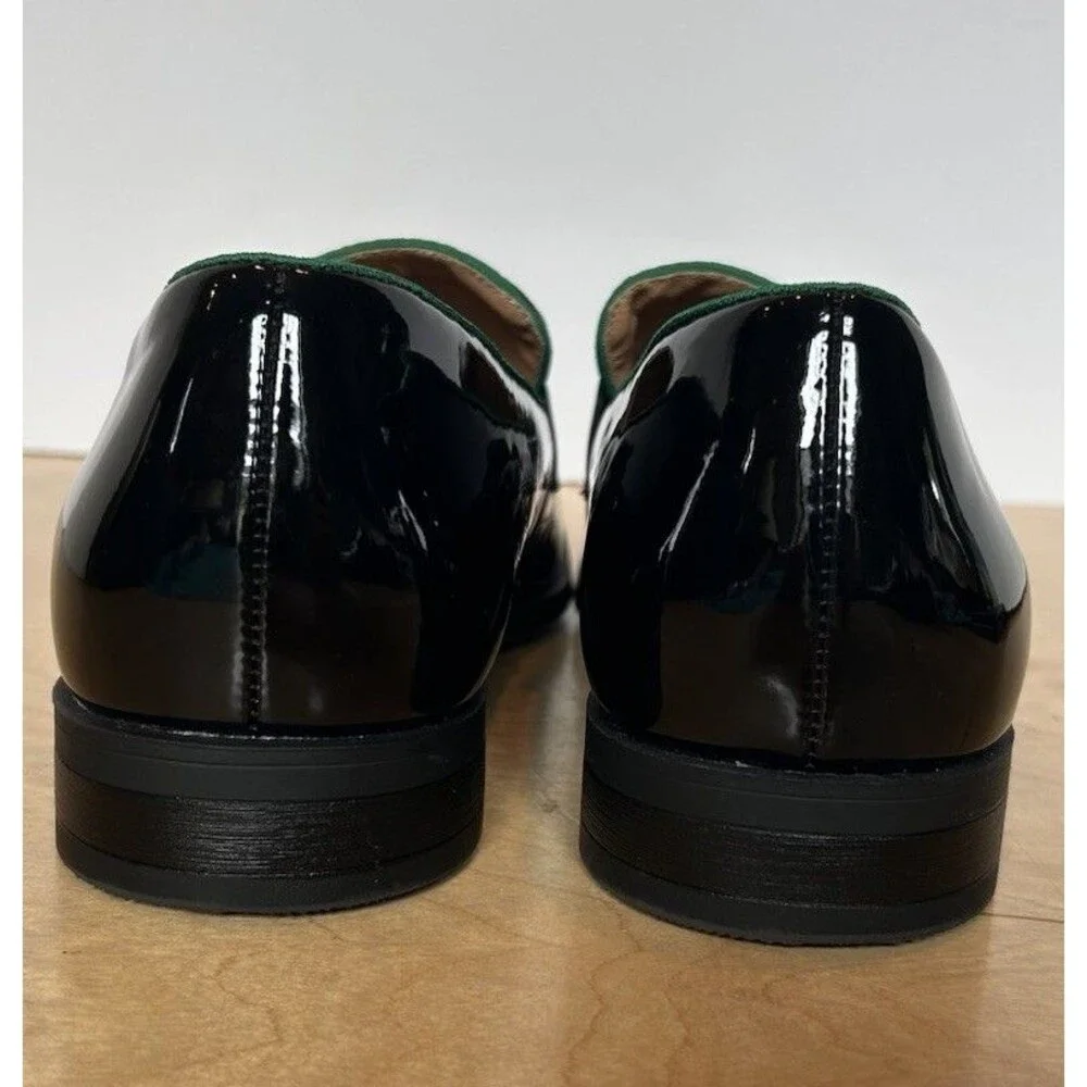 Jitai Men's Green Velour Slip-On Loafers Men’s , US 9 Emerald  Floral